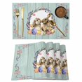 thumbnail image 1 of Easter Bunny Placemats Set of 4, Spring Easter Eggs Chick Floral Teal Wood Placemats for Dining Table, Place Mats for Kitchen Tabletop, Waterproof Wipeable Dining Table Mats Set, 1 of 9