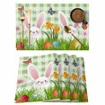 thumbnail image 1 of Easter Bunny Placemats Set of 4, Spring Easter Eggs Floral Sage Green Plaid Placemats for Dining Table, Place Mats for Kitchen Tabletop, Waterproof Wipeable Dining Table Mats Set, 1 of 9