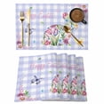 thumbnail image 1 of Easter Bunny Placemats Set of 4, Spring Flower Daisy Tulips Purple Plaid Placemats for Dining Table, Place Mats for Kitchen Tabletop, Waterproof Wipeable Dining Table Mats Set, 1 of 9