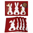 thumbnail image 1 of Easter Bunny Placemats Set of 6 Cute Rabbit Family Vintage Red Abstract Place Mats Indoor Wipeable Table Mats Washable Cloth Dining Table Placemats for Kitchen Holiday Party Home Decor 13x19 Inch, 1 of 9