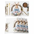 thumbnail image 1 of Easter Bunny Placemats Set of 6 Spring Blooms Floral Colorful Eggs Place Mats Indoor Wipeable Table Mats Washable Cloth Dining Table Placemats for Kitchen Holiday Party Home Decor 13x19 Inch, 1 of 9