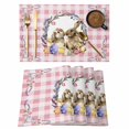 thumbnail image 1 of Easter Bunny Placemats Set of 6, Spring Easter Eggs Chick Floral Pink Check Placemats for Dining Table, Place Mats for Kitchen Tabletop, Waterproof Wipeable Dining Table Mats Set, 1 of 9
