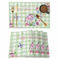 thumbnail image 1 of Easter Bunny Placemats Set of 6, Spring Flower Daisy Tulips Green Checkered Placemats for Dining Table, Place Mats for Kitchen Tabletop, Waterproof Wipeable Dining Table Mats Set, 1 of 9