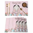 thumbnail image 1 of Easter Bunny Placemats Set of 8, Colorful Eggs Cute Rabbit Pink Country Wooden Placemats for Dining Table, Place Mats for Kitchen Tabletop, Waterproof Wipeable Dining Table Mats Set, 1 of 9
