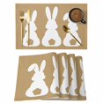 thumbnail image 1 of Easter Bunny Placemats Set of 8, Cute Rabbit Family Vintage Brown Abstract Placemats for Dining Table, Place Mats for Kitchen Tabletop, Waterproof Wipeable Dining Table Mats Set, 1 of 9