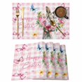 thumbnail image 1 of Easter Bunny Placemats Set of 8, Cute Rabbits Spring Daisy Flowers Pink Plaid Placemats for Dining Table, Place Mats for Kitchen Tabletop, Waterproof Wipeable Dining Table Mats Set, 1 of 9