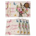 thumbnail image 1 of Easter Bunny Placemats Set of 8, Cute Rabbits Spring Daisy Flowers Retro Beige Placemats for Dining Table, Place Mats for Kitchen Tabletop, Waterproof Wipeable Dining Table Mats Set, 1 of 9