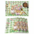 thumbnail image 1 of Easter Bunny Placemats Set of 8, Spring Easter Eggs Floral Sage Green Check Placemats for Dining Table, Place Mats for Kitchen Tabletop, Waterproof Wipeable Dining Table Mats Set, 1 of 9
