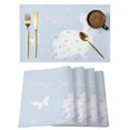 thumbnail image 1 of Easter Bunny Placemats Set of 8, Watercolor Butterfly Cute Rabbit Flowers Blue Placemats for Dining Table, Place Mats for Kitchen Tabletop, Waterproof Wipeable Dining Table Mats Set, 1 of 9