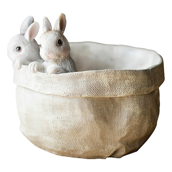 Easter Bunny Planter Decorations-6.9in Rabbit Shaped Flowerpot Plant Pot Succulent Resin Vase Container Easter Gift Home Garden Decorative