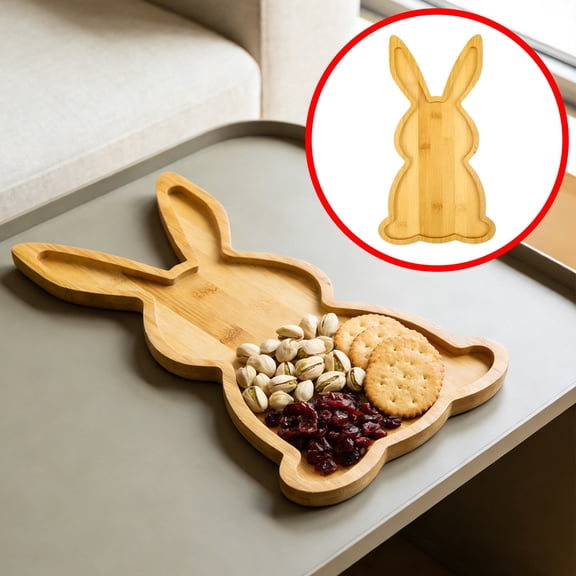 Easter Bunny Plate,Farmhouse Charcuterie Boards ,Rabbit-Shaped Wooden Charcuterie Serving Platters Wood Serving Board Funny Serving Platter for Easter or Spring Rustic Decorative