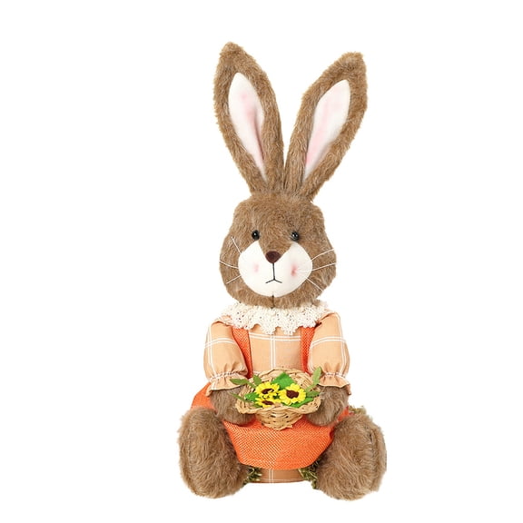 Easter Bunny Plush Decor Couple Style With Carrot/Basket Design Home & Table Ornament