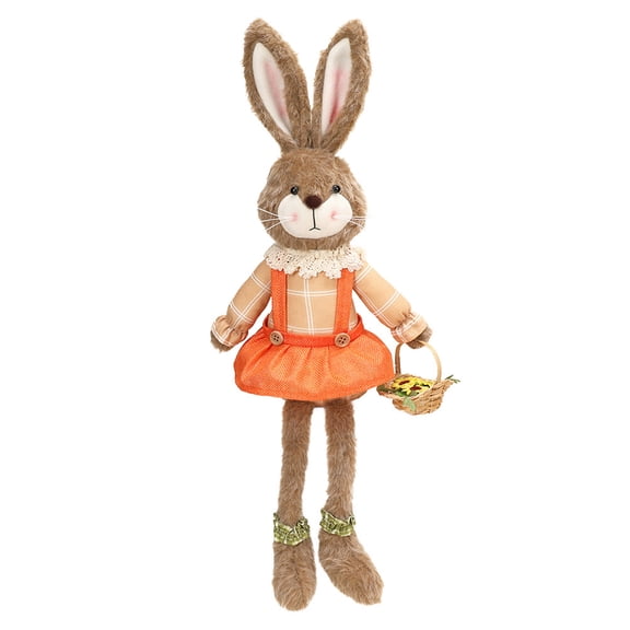 Easter Bunny Plush Decoration, 23 Inch Stuffed Rabbit with Polyester Clothing, Premium Plush & Cotton Filling, Spring Easter Bunny Decor for Home, Tabletop & Farmhouse Display(Orange)