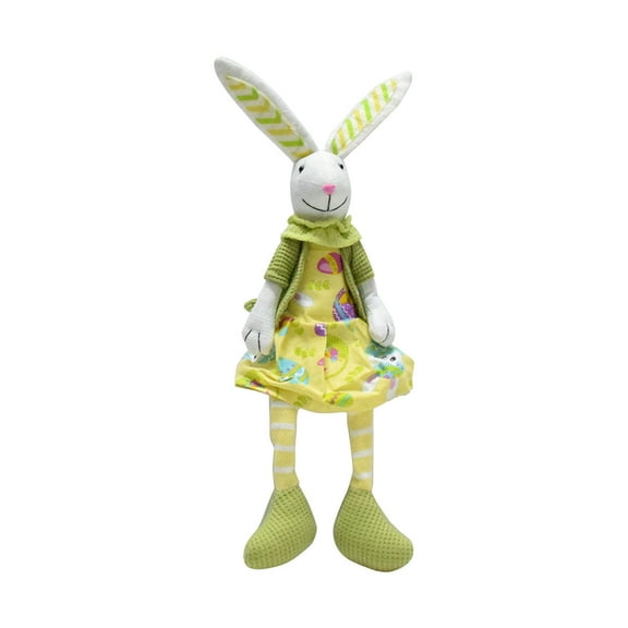 Easter Bunny Plush Decoration, Cute Standing Rabbit Stuffed W/Retractable Spring Leg 17inch, Easter Bunny Ornaments, Easter Bunny Figurines Home Decor