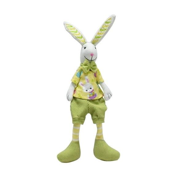 Easter Bunny Plush Decoration, Cute Standing Rabbit Stuffed W/Retractable Spring Leg 17inch, Easter Bunny Ornaments, Easter Bunny Figurines Home Decor