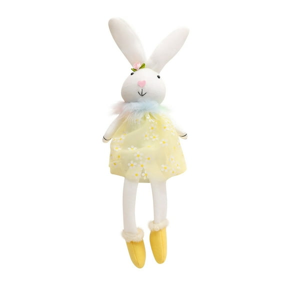 Easter Bunny Plush Doll with Floral Tulle Dress, 17-Inch Soft Stuffed Rabbit Toy for s Girls, Cute Long Leg Bunny Plushie for Spring Home Decor & Holiday Gifts