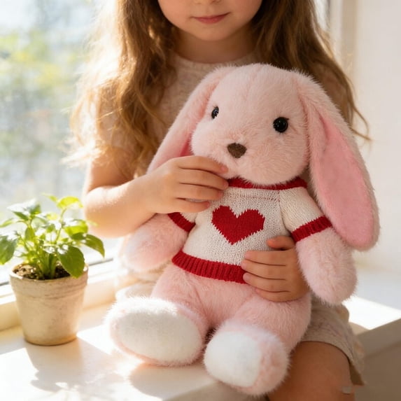 Easter Bunny Plush Doll – Soft Furry Flock Rabbit Stuffed Toy for Spring Holiday Decoration, Cozy Bedtime Companion Gift for Kids and Home Display