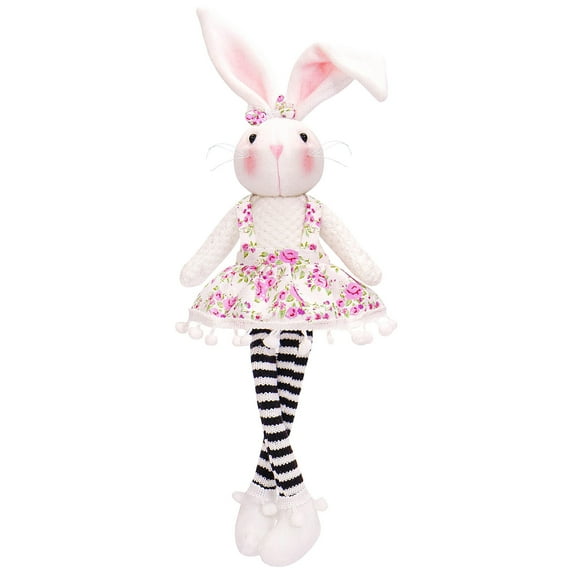 Easter Bunny Plush Doll, Striped Long Legs Sitting Design, 37Cm Height Cute Creative Gift For Spring Familyren's Easter Decorations New Arrival Plush Toy