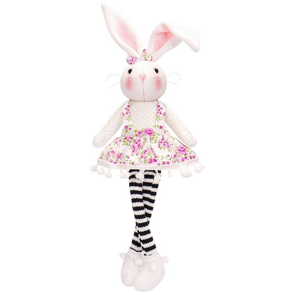 Easter Bunny Plush Doll, Striped Long Legs Sitting Design, 37Cm Height Cute Creative Gift For Spring Familyren's Easter Decorations New Arrival Plush Toy