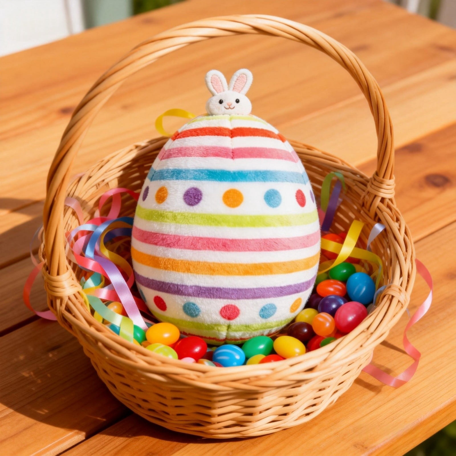 Easter Bunny Plush Toy with Eggs Set, Soft Rabbit Stuffed Animal Doll, Spring Party Favor Decor, Cute Plushie for Easter Basket Stuffers, Egg Prize for K-ids and Adults