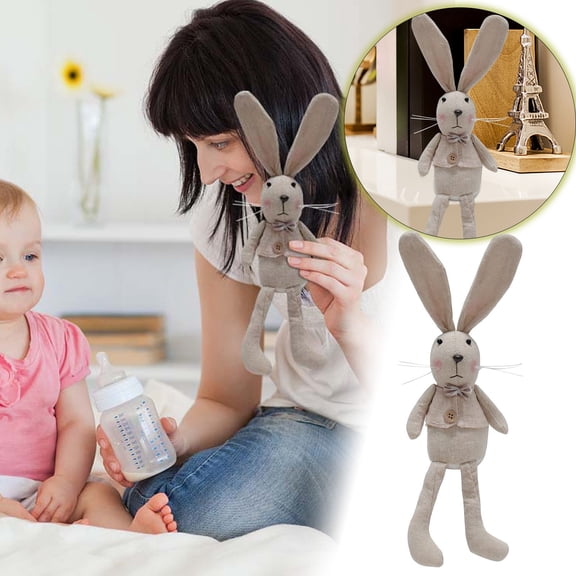 Easter Bunny Plush Toy, Soft Fluffy Rabbit Stuffed Animal for Snuggling, Cute Spring Home Decor for Couch Bedroom, Non Candy Easter Basket Stuffer, Spring Party Decorations for Home