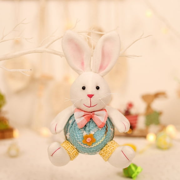 Easter Bunny Plush Toy, Soft Stuffed Rabbit Decoration for Spring Holiday Home Display, Cute Fuzzy Animal Figure with Long Ears, Ideal Gift for Adults and Teens, Pastel Color Seasonal Ornament,Blue