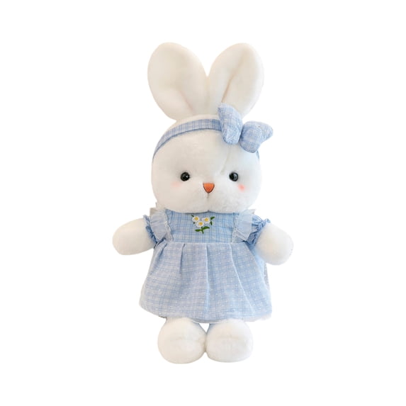 Bunny Plush with Removable Dress and Bow Soft Rabbit Toy for Toddlers Cute Stuffed Animal for Girls Basket Gifts - Blue