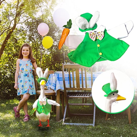 Easter Bunny Porch Goose Outfit, 4-Piece Set Goose Clothes, Spring Garden Decoration, Holiday Gift and Commemorative Keepsake for Neighbors and Goose Lovers