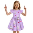 thumbnail image 1 of Easter Bunny Print Girls Dress Flutter Sleeve Party Dress For Toddler Baby Girl Floral Occasion Outfits Dresses, 1 of 3