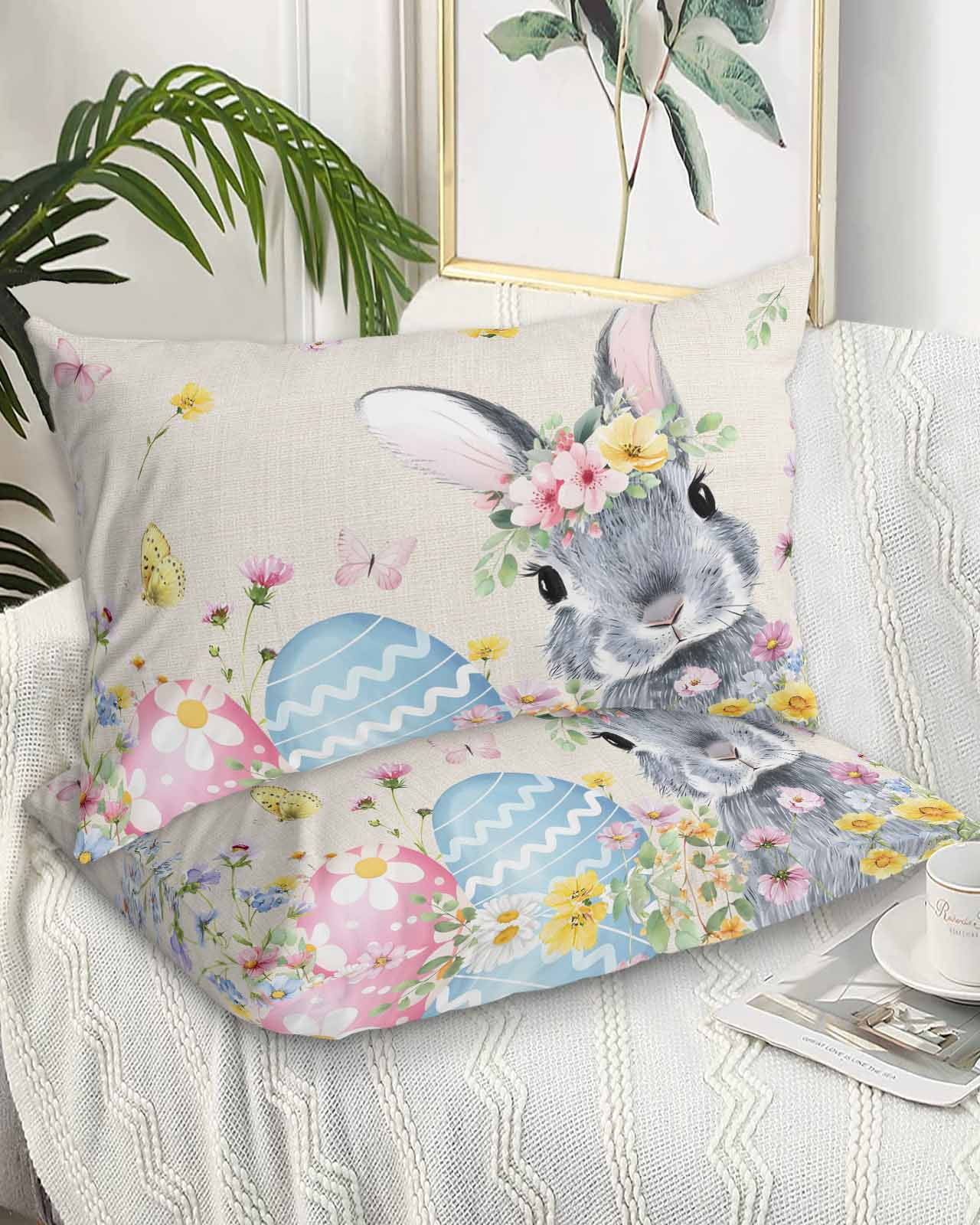 Easter Bunny Queen Pillow Cases Set of 2 - Microfiber Bed Throw Pillow ...