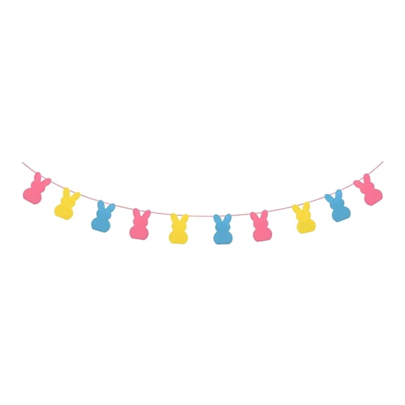 Easter Bunny Rabbit Banner Bunting Garland with 10pcs Bunny Easter Decorations Colorful Paper Garland DIY Bunny Decorations Hanging Banner Wall Decorations Mantle Home Office School Party Supplies