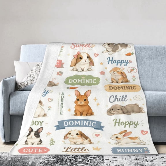 Easter Bunny Rabbit Blanket Gift Throw Blanket Cute Animal Gift for Nursery Decor 50x40