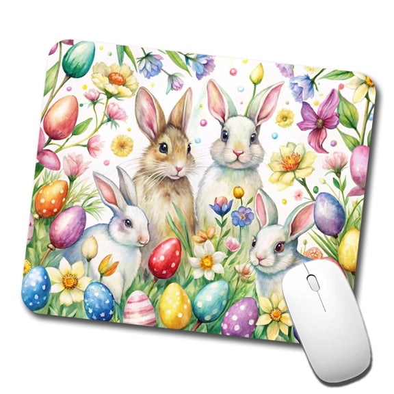 Easter Bunny Rabbit Eggs Flowers Mouse Pad Low Profile Gaming Mat
