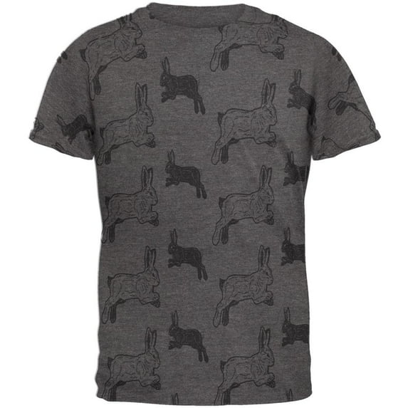 Easter Bunny Rabbit Pattern Mens Soft T Shirt Charcoal Heather 2XL