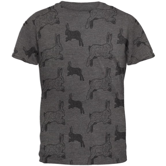 Easter Bunny Rabbit Pattern Mens Soft T Shirt Charcoal Heather 2XL