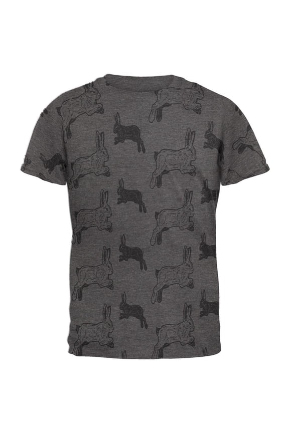 Easter Bunny Rabbit Pattern Mens Soft T Shirt Charcoal Heather MD