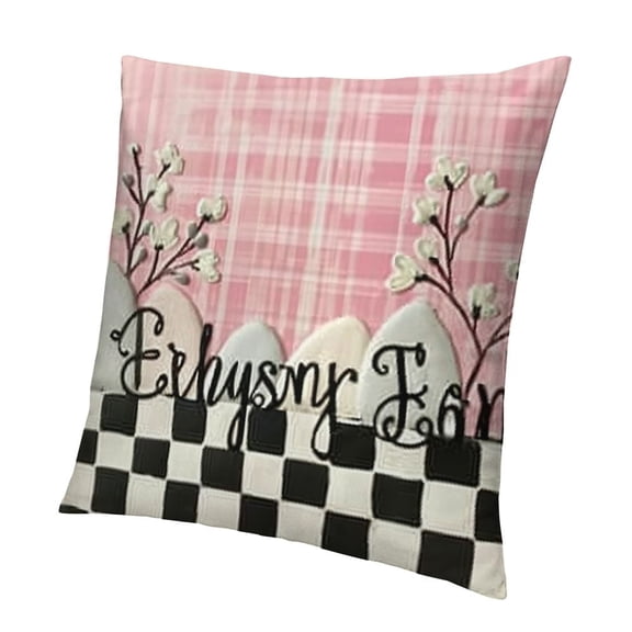 Easter Bunny Rabbit Pillow Covers Pink Style Black White Buffalo Check Plaids Decorations for Spring Farmhouse Throw Pillow Case Hello My Peeps Easter Cushion Cover