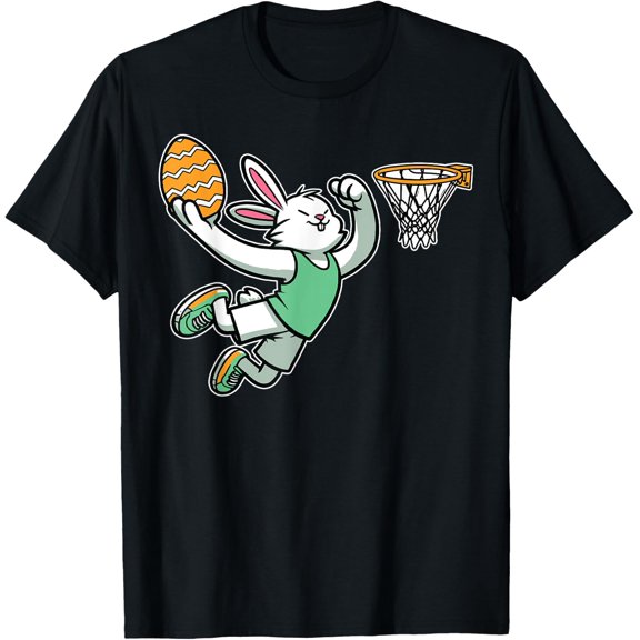 Easter Bunny Rabbit Playing Dunking Basketball Egg Dunk Holiday T-Shirt, Size S-5XL