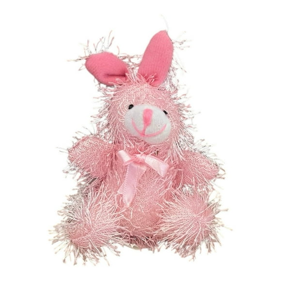 Easter Bunny Rabbit Plush White Pink Curly Fur Stuffed Animal 5 Mini New