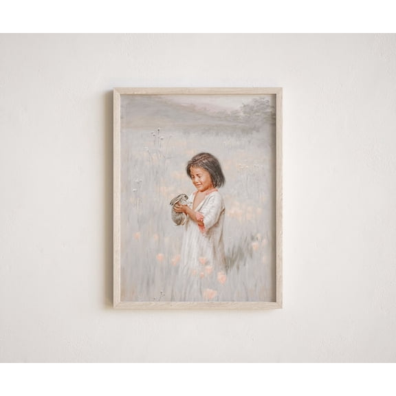 Easter, Bunny Rabbit Print, Vintage Rabbit, Woodland Nursery wall decor, Original Artwork, art, Stretched Canvas Size 12x18