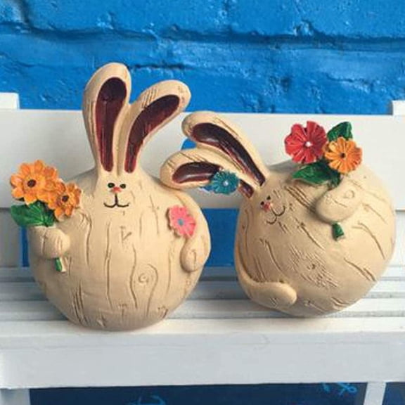 Easter Bunny Rabbit Resin Figurines Statue,Easter Garden Home Decorations,Easter Gift