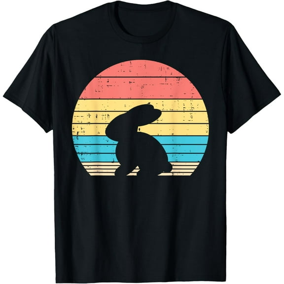 Easter Bunny Rabbit Silhouette Sunset Retro Men Women Kids T-Shirt