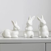 Easter Bunny Rabbits Ceramic Figurine, Set of 3