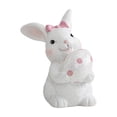 thumbnail image 1 of Easter Bunny Resin Figurine Set – 2-Piece Adorable Rabbit Holding Decorated Egg with Pink Bow, Spring Holiday Tabletop Decoration Ornaments, 1 of 6