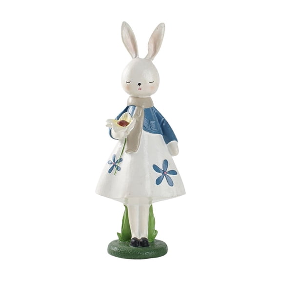 Easter Bunny Resin Figurines - Cute Cartoon Rabbit Sculpture Collectibles with Scarf, Desktop Decor Statues for Home, Office, Courtyard or Room, Ornament Gift for Girls & Women (1-3PC)
