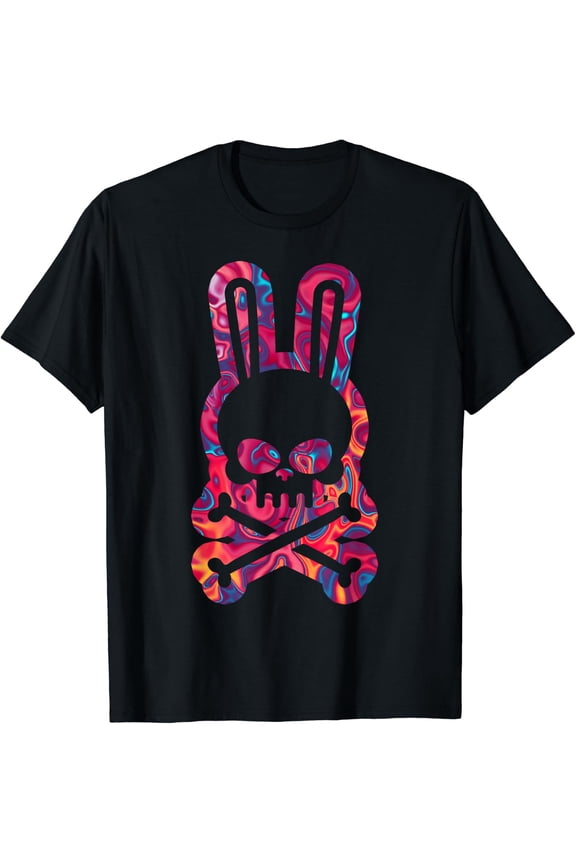 Easter Bunny Retro Tie Dye Skull Cross Bone Tee