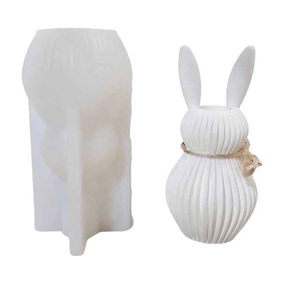 Easter Bunny Ribbed Vase - White Rabbit-Shaped Flower Vase for Easter Egg Bouquets, Patio & Spring Home Decor
