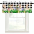 thumbnail image 1 of Easter Bunny Rod Pocket Curtain Valance, Spring Easter Eggs Chicken Black White Plaid Farmhouse Window Valance for Living Room, Bedroom, Kitchen 54"W x 18"L, 1 of 9