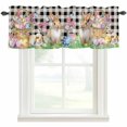 thumbnail image 1 of Easter Bunny Rod Pocket Curtain Valance, Spring Easter Eggs Floral Black White Check Farmhouse Window Valance for Living Room, Bedroom, Kitchen 54"W x 18"L, 1 of 9