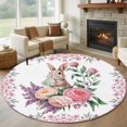 thumbnail image 1 of Easter Bunny Roses 6ft Round Rugs, Pink Floral Spring Botanical Washable Non-Slip Area Rugs for Living Room Bedroom Kitchen, Soft Low Pile Dining Room Kicthen Circle Carpet, Indoor Floor Rug, 1 of 9
